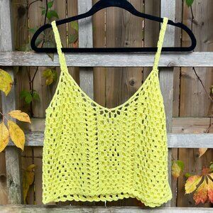 Vintage Handmade Crochet Tank Top – Lemon Yellow